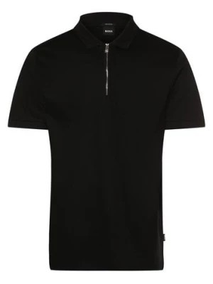 Zdjęcie produktu BOSS Męska koszulka polo - Polston Mężczyźni Bawełna czarny jednolity,