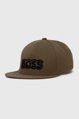 Zdjęcie produktu Boss Orange czapka z daszkiem bawełniana kolor zielony z aplikacją