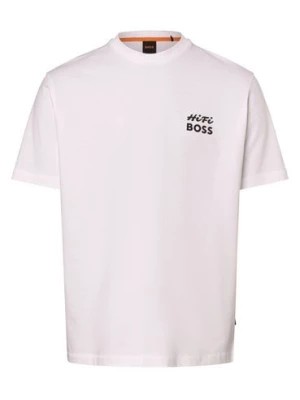 Zdjęcie produktu BOSS Orange Koszulka męska - Te_Records Mężczyźni Bawełna biały nadruk,