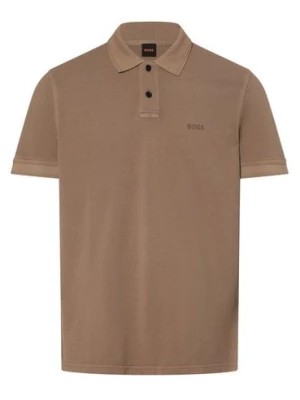 Zdjęcie produktu BOSS Orange Męska koszulka polo Mężczyźni Bawełna brązowy jednolity,