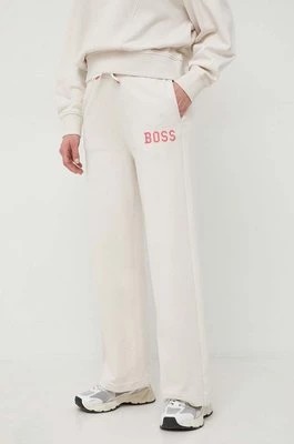 Zdjęcie produktu Boss Orange spodnie dresowe bawełniane kolor beżowy z aplikacją 50518036