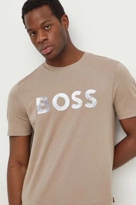 Zdjęcie produktu Boss Orange t-shirt bawełniany męski kolor beżowy z nadrukiem 50515997