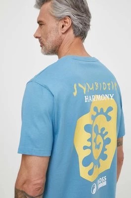 Zdjęcie produktu Boss Orange t-shirt bawełniany męski kolor niebieski z nadrukiem 50515357
