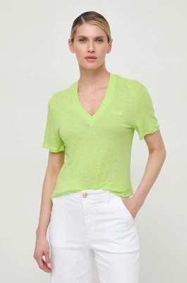 Zdjęcie produktu Boss Orange t-shirt lniany kolor zielony 50511242
