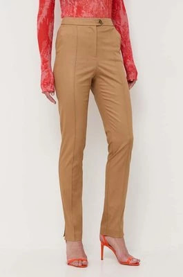 Zdjęcie produktu BOSS spodnie damskie kolor beżowy proste high waist