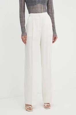 Zdjęcie produktu BOSS spodnie damskie kolor beżowy szerokie high waist 50518419