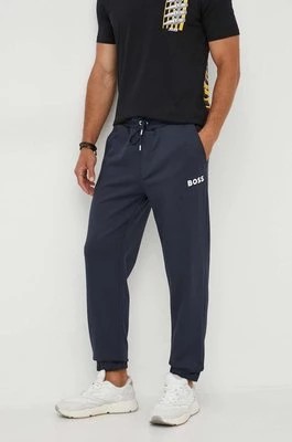 Zdjęcie produktu BOSS spodnie dresowe bawełniane kolor granatowy z nadrukiem