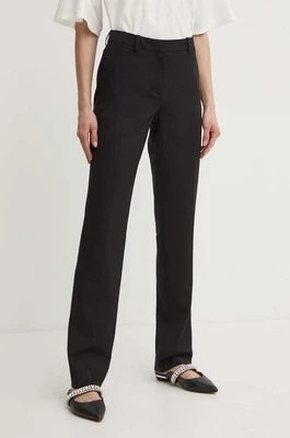 Zdjęcie produktu BOSS spodnie wełniane kolor czarny proste high waist 50490045