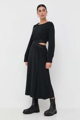 Zdjęcie produktu BOSS sukienka kolor czarny midi rozkloszowana