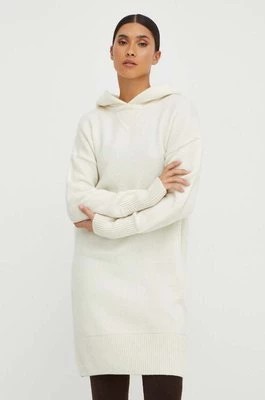 Zdjęcie produktu BOSS sukienka wełniana kolor beżowy mini oversize