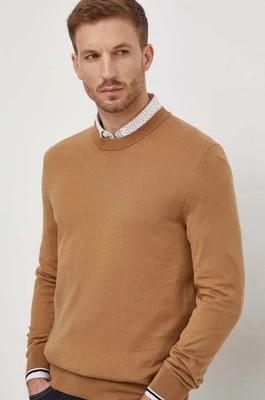 Zdjęcie produktu BOSS sweter bawełniany kolor beżowy lekki