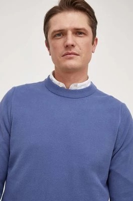 Zdjęcie produktu BOSS sweter bawełniany kolor niebieski lekki