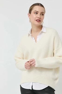 Zdjęcie produktu BOSS sweter wełniany damski kolor biały ciepły