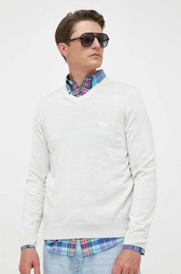 Zdjęcie produktu BOSS sweter wełniany męski kolor biały lekki