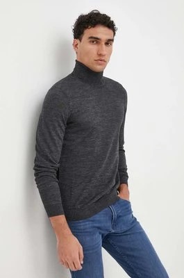 Zdjęcie produktu BOSS sweter wełniany męski kolor czarny lekki z golferm 50468262
