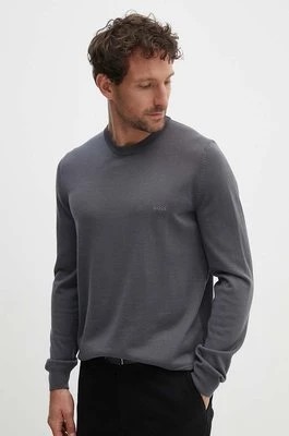 Zdjęcie produktu BOSS sweter wełniany męski kolor szary