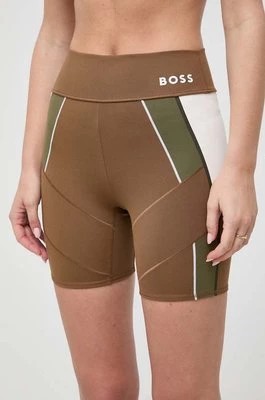 Zdjęcie produktu BOSS szorty x Alica Schmidt damskie kolor brązowy wzorzyste high waist