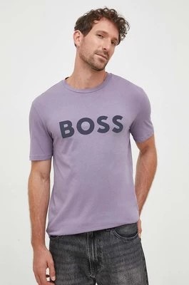 Zdjęcie produktu BOSS t-shirt bawełniany BOSS CASUAL kolor fioletowy z nadrukiem 50481923 Boss Orange