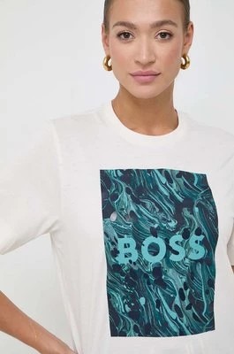 Zdjęcie produktu BOSS t-shirt bawełniany damski kolor beżowy