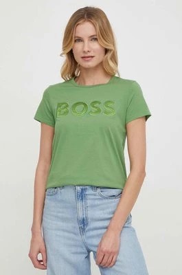 Zdjęcie produktu BOSS t-shirt bawełniany damski kolor zielony 50514967