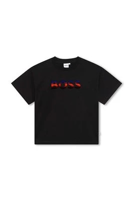 Zdjęcie produktu BOSS t-shirt bawełniany dziecięcy kolor czarny z nadrukiem