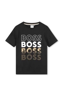 Zdjęcie produktu BOSS t-shirt bawełniany dziecięcy kolor czarny z nadrukiem