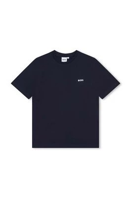 Zdjęcie produktu BOSS t-shirt bawełniany dziecięcy kolor granatowy gładki