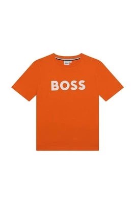 Zdjęcie produktu BOSS t-shirt bawełniany dziecięcy kolor pomarańczowy z nadrukiem