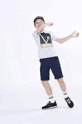 Zdjęcie produktu BOSS t-shirt bawełniany dziecięcy kolor szary z nadrukiem