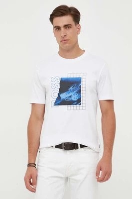 Zdjęcie produktu BOSS t-shirt bawełniany kolor biały z nadrukiem