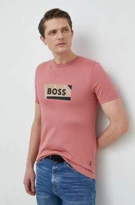 Zdjęcie produktu BOSS t-shirt bawełniany kolor różowy z nadrukiem