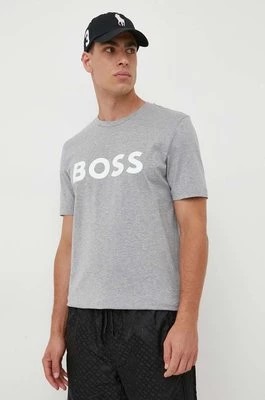 Zdjęcie produktu BOSS t-shirt bawełniany kolor szary z nadrukiem 50495742
