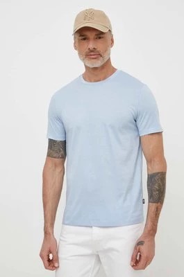 Zdjęcie produktu BOSS t-shirt bawełniany męski kolor niebieski gładki 50468395