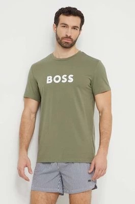 Zdjęcie produktu BOSS t-shirt bawełniany męski kolor zielony z nadrukiem