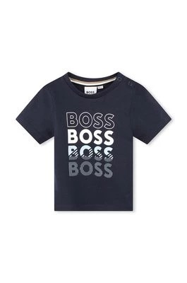 Zdjęcie produktu BOSS t-shirt bawełniany niemowlęcy kolor granatowy z nadrukiem