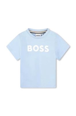 Zdjęcie produktu BOSS t-shirt bawełniany niemowlęcy kolor niebieski z nadrukiem