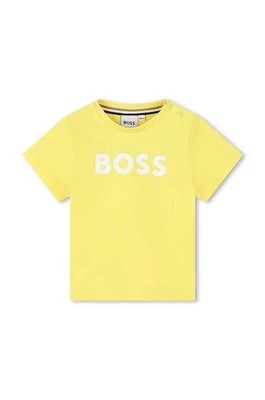 Zdjęcie produktu BOSS t-shirt bawełniany niemowlęcy kolor zielony z nadrukiem