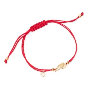 Zdjęcie produktu Bransoletka pozałacana na czerwonym sznurku - skrzydła - Hippie Hippie - Biżuteria YES