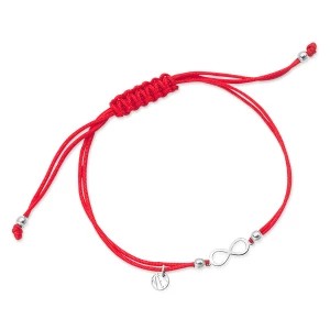 Zdjęcie produktu Bransoletka srebrna na czerwonym sznurku - nieskończoność - Hippie Hippie - Biżuteria YES