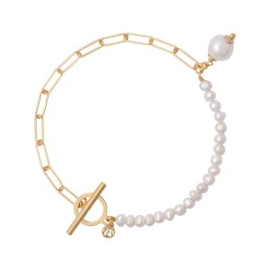 Zdjęcie produktu Bransoletka srebrna pozłacana z perłami - Pearls Pearls - Biżuteria YES