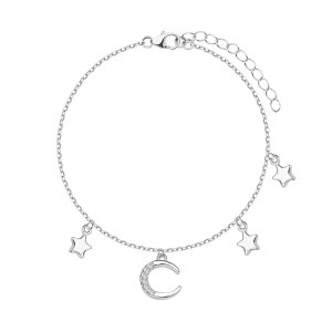 Zdjęcie produktu Bransoletka srebrna z cyrkoniami - księżyc - Night Sky Night Sky - Biżuteria YES