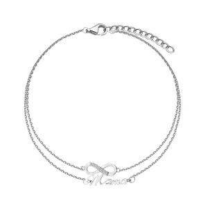 Zdjęcie produktu Bransoletka srebrna z cyrkoniami - nieskończoność - Mini Mini - Biżuteria YES