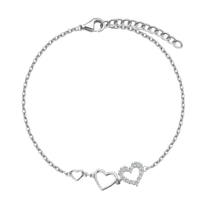 Zdjęcie produktu Bransoletka srebrna z cyrkoniami - serca - Unique Unique - Biżuteria YES