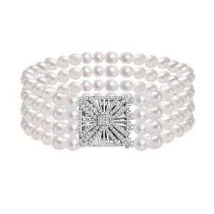 Zdjęcie produktu Bransoletka srebrna z perłami i cyrkoniami - Pearls Pearls - Biżuteria YES