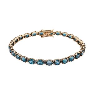Zdjęcie produktu Bransoletka tenisowa złota z topazami i diamentami - Kolekcja Wiktoriańska Wiktoriańska - Biżuteria YES