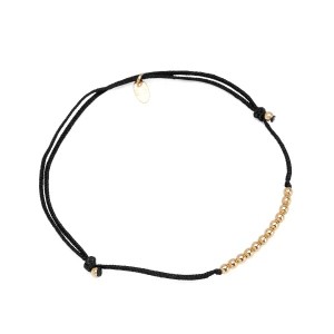 Zdjęcie produktu Bransoletka złota na czarnym sznurku - kulki - Hippie Hippie - Biżuteria YES