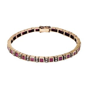 Zdjęcie produktu Bransoletka złota z rubinami i diamentami - Kolekcja Wiktoriańska Wiktoriańska - Biżuteria YES