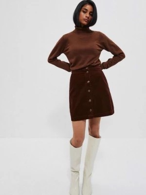 Zdjęcie produktu Brązowa bawełniana sztruksowa spódnica damska Moodo