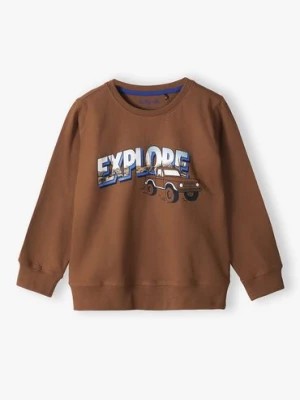 Zdjęcie produktu Brązowa bluzka chłopięca bawełniana z napisem- Explore 5.10.15.