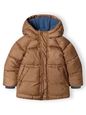 Zdjęcie produktu Brązowa kurtka zimowa pikowana niemowlęca z kapturem Minoti
